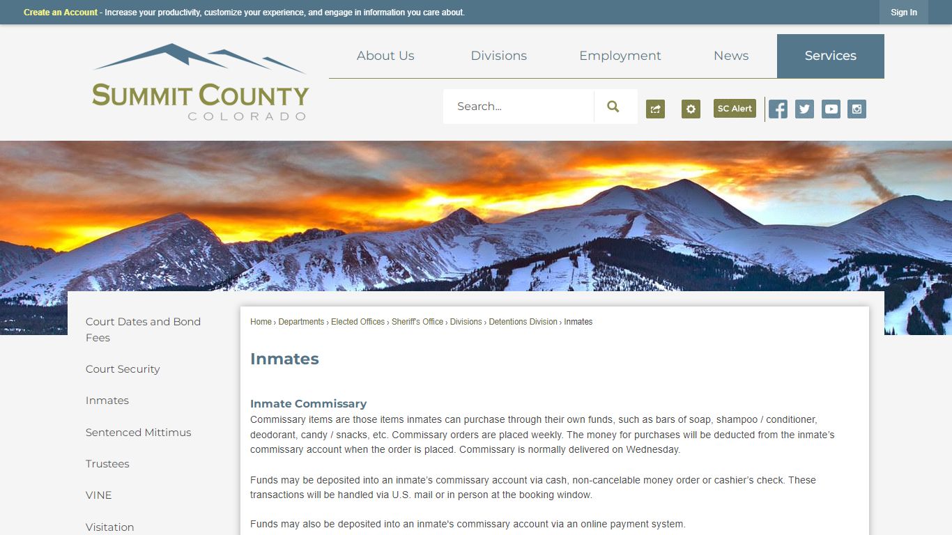 Inmates | Summit County, CO - Official Website